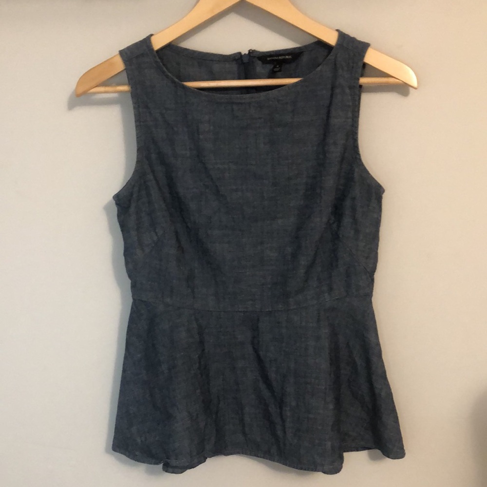 Banana Republic Chambray Peplum Top Petite 4